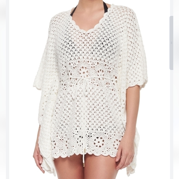 MICHAEL Michael Kors Loose Knit Caftan Top White Cover up XS - Picture 5 of 6